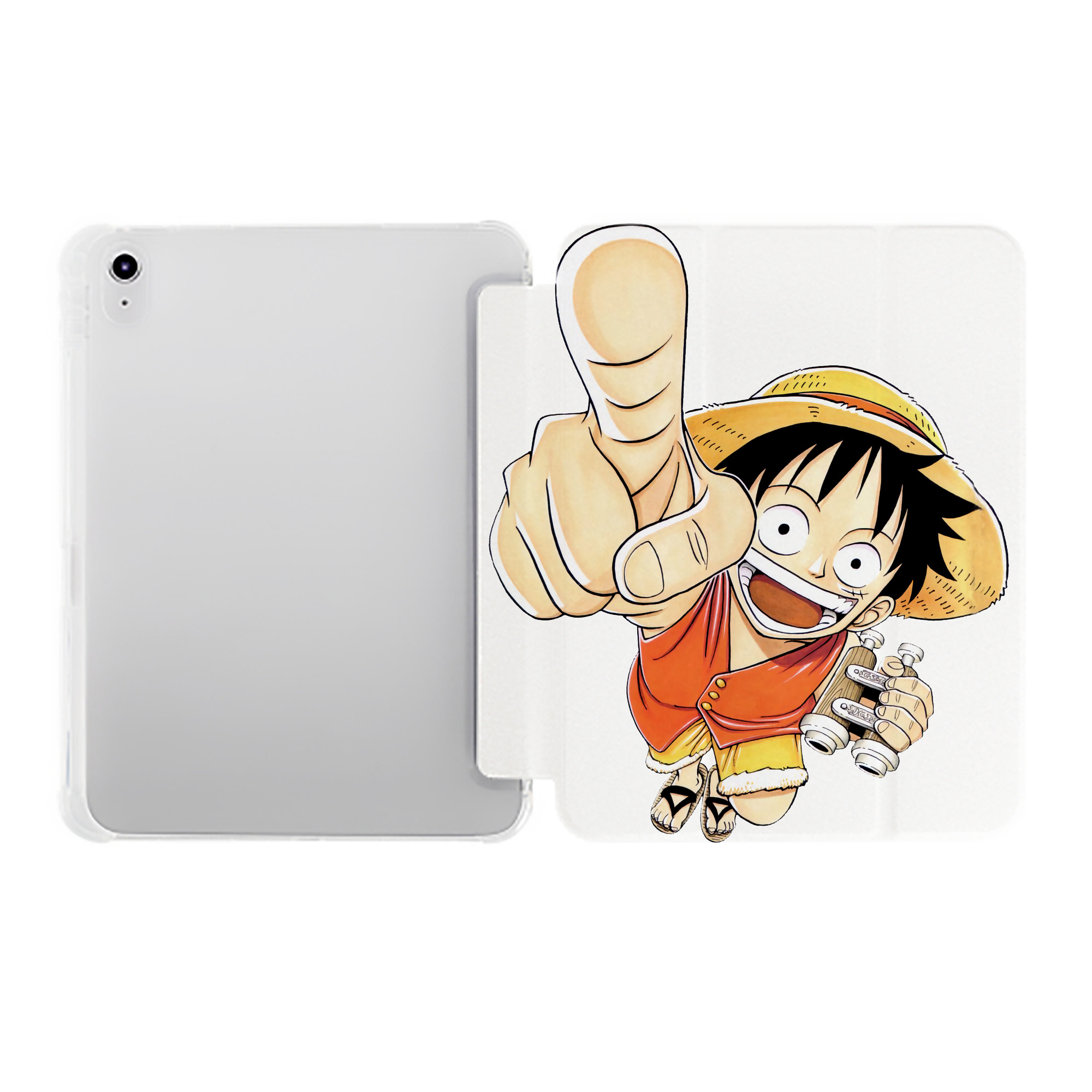 （画像用） ワンピース モンキー・D・ルフィ ONE PIECE Monkey D. Luffy IPad ケース ペン収納付き 三つ折りスタンド PUレザー×シリコン 対応機種9.5/10.5/10.9インチ